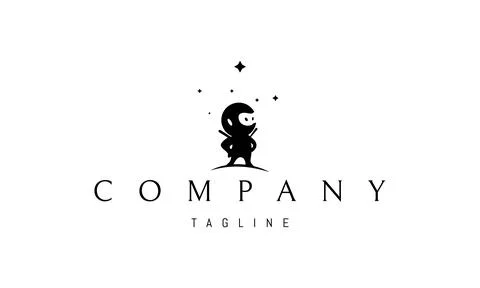 Vector logo on which an abstract image of a funny little ninja. Stock Illustration