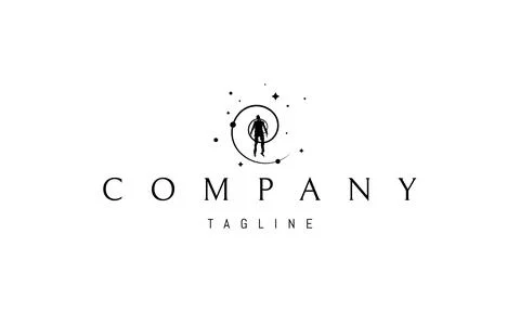 Vector logo on which an abstract image of a man falling into a cosmic whirlpool. Stock Illustration