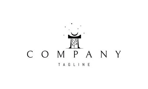 Vector logo on which an abstract image of an ancient occult portal with a tree Stock Illustration