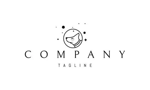 Vector logo on which an abstract image of a funny dog in a helmet in the form of Stock Illustration