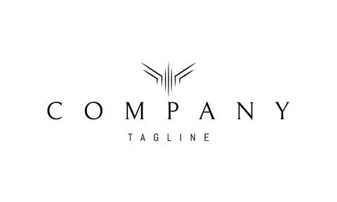 Vector logo on which an abstract image of wings made of sharp rods. Stock Illustration