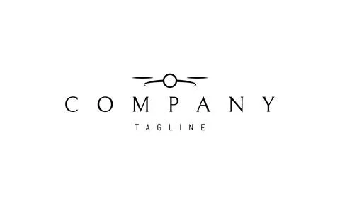 Vector logo on which an abstract image of a drone in a linear minimalist style. Stock Illustration