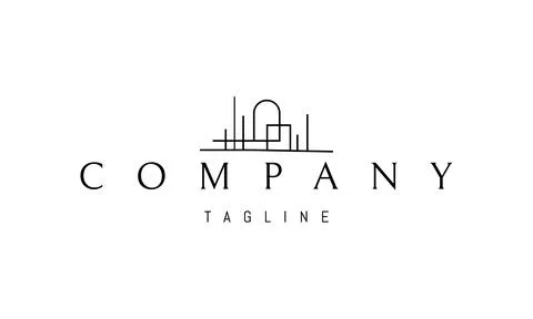 Vector logo on which an abstract image of a building with an arched entrance in Stock Illustration