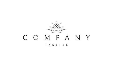 Vector logo on which an abstract image of a blooming lotus flower on a pond. Stock Illustration