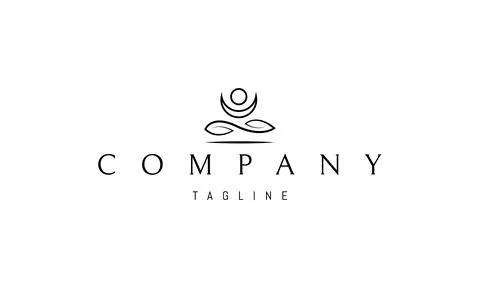 Vector logo on which an abstract image of a meditating monk in the lotus Stock Illustration