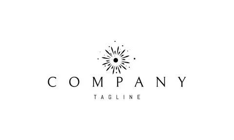 Vector logo on which an abstract image of a dandelion in the form of a sun Stock Illustration