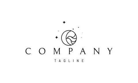 Vector logo on which an abstract image of the moon in a circle with waves. Stock Illustration