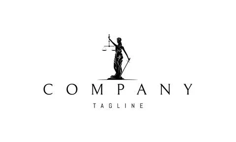 Vector logo on which an abstract image of a statue of the goddess of justice. Stock Illustration