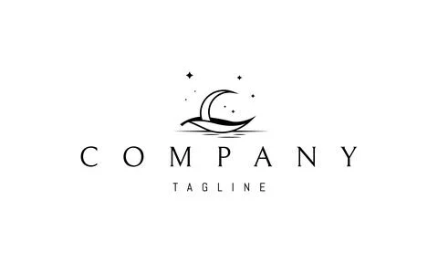 Vector logo on which an abstract image of the moon floating in a boat in the Stock Illustration