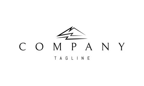 Vector logo on which an abstract image of a mountain and a river in the form of Ilustración de archivo