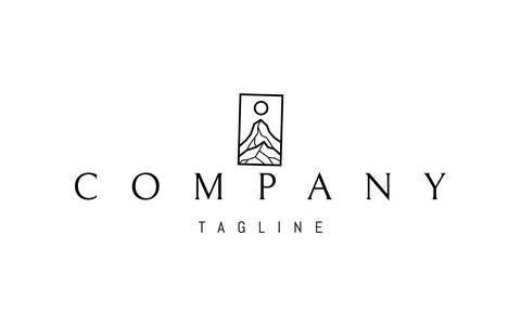 Vector logo on which an abstract image of a mountain from which streams of water Stock Illustration