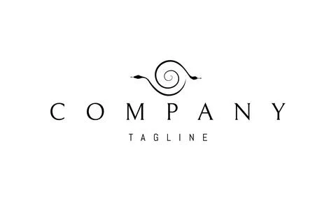 Vector logo on which an abstract image of an eye made up of two coiled snakes. Stock Illustration