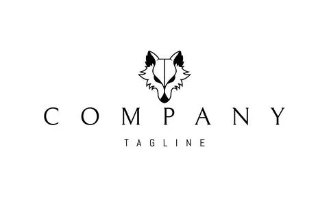 Vector logo on which an abstract image of a wolfs head in a linear style. Stock Illustration