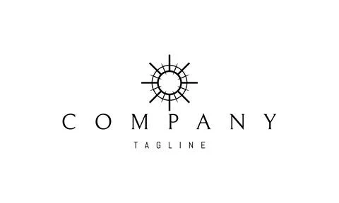 Vector logo on which an abstract image of the sun with straight lines in the Stock Illustration
