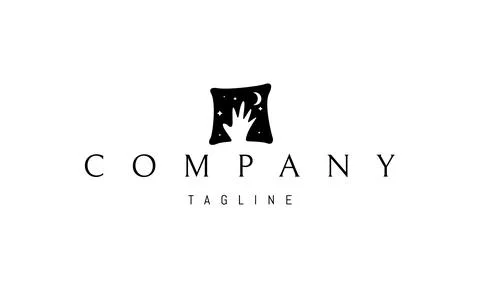 Vector logo on which an abstract image of a childs hand on a pillow against the Stock Illustration