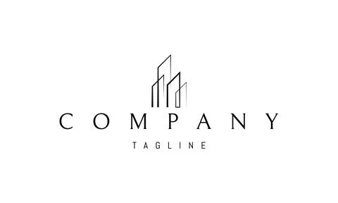 Vector logo on which an abstract image of modern skyscrapers in a linear style. Stock Illustration