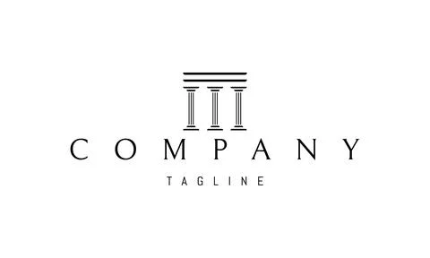 Vector logo on which an abstract image of three ancient Greek columns. Stock Illustration