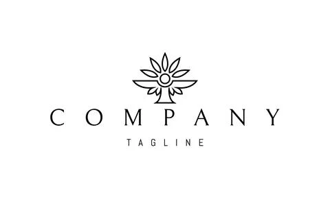 Vector logo on which an abstract image of an angel in the form of a bird. Stock Illustration