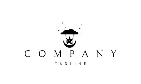 Vector logo on which an abstract image of a star riding on a swing from the moon Ilustração Stock