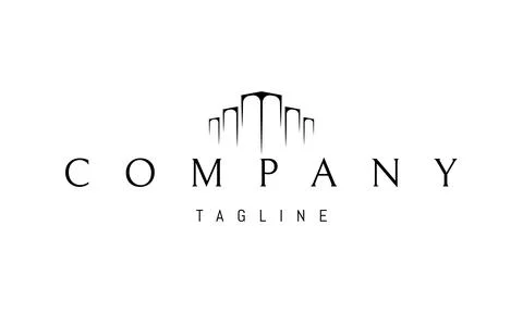 Vector logo on which an abstract image of huge cubic columns. Illustrazione stock