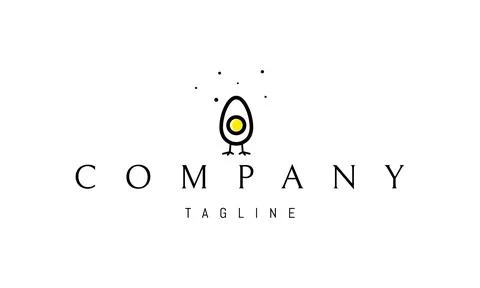 Vector logo on which an abstract image of a chicken egg with chicken legs. Stock Illustration