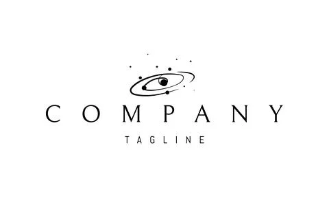 Vector logo on which an abstract image of the solar system with planets and the Stock Illustration