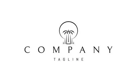 Vector logo on which an abstract image of a palm tree against the background of Stock Illustration