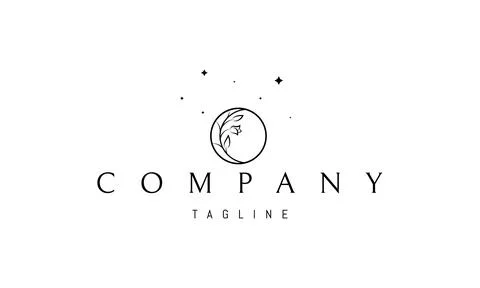 Vector logo on which an abstract image of the moon with a rose inside. Stock Illustration