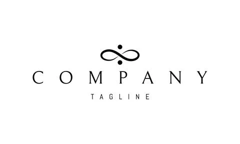 Vector logo on which an abstract image of an infinity sign with two dots Illustrazione stock