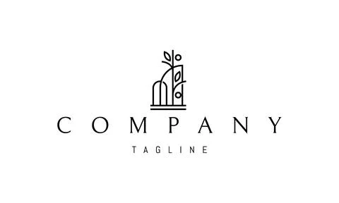 Vector logo on which an abstract image of an arched structure with a tree. Stock Illustration