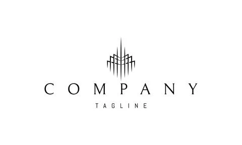 Vector logo on which an abstract image of a building with columns in the shape Ilustración de archivo