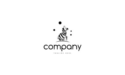 Vector logo which depicts a funny zebra with a raised leg. Stock Illustration