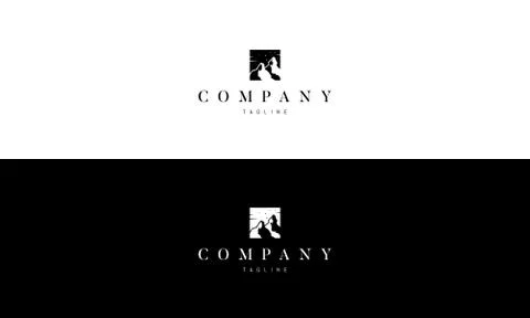Vector logo on which the image of two mountains with snow. Stock Illustration