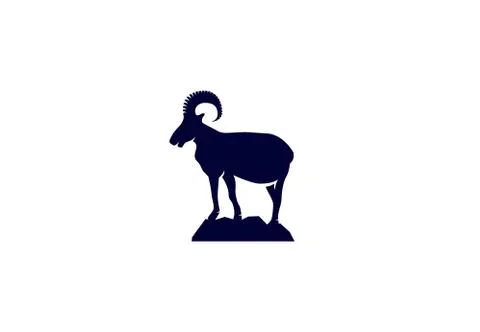 Vector Logo Of Wild Ram On Mountain Stock Illustration