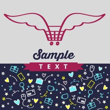 Vector logos, symbols and background for online shopping.Shopping basket with 스톡 일러스트