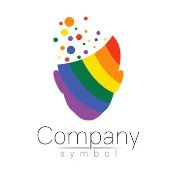 Vector logotye symbol of human head. Person face. Rainbow color isolated on Stock Illustration