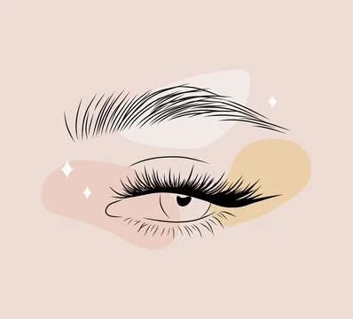 Vector logotype design for eyelashes extension studio. Hand drawn female eyes Illustrazione stock