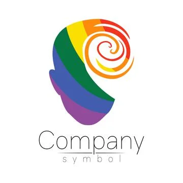Vector logotype symbol of human head. Person face. Rainbow color isolated on Stock Illustration