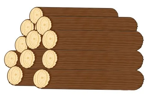 Vector logs of fire wood isolated on white Stock Illustration