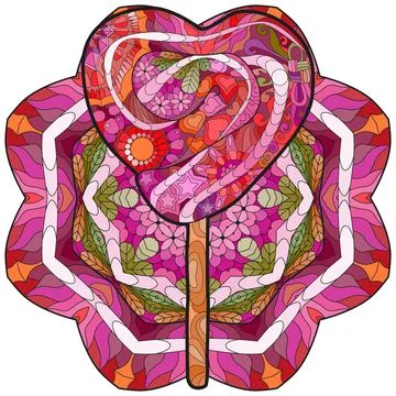Vector lollipop with abstract ornaments for decoration on a patterned round s Stock Illustration
