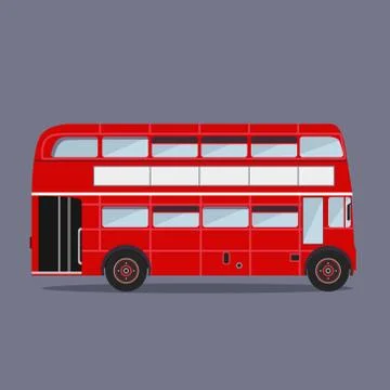 Vector. London buses colored silhouette Stock Illustration