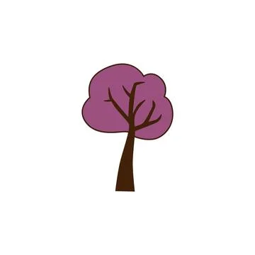 Vector lonely tree icon. Vector purple tree icon Illustrazione stock