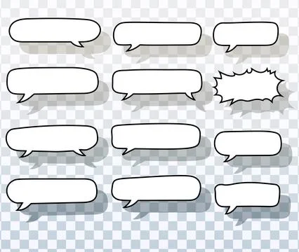 Vector Long Horizontal Speech Bubbles For Comics And Chat Design Stock Illustration