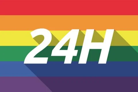 Vector long shadow Gay Pride flag with    the text 24H Stock Illustration