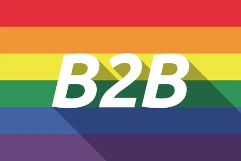 Vector long shadow Gay Pride flag with    the text B2B Stock Illustration