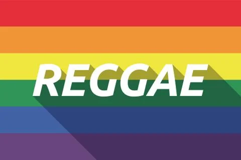 Vector long shadow Gay Pride flag with    the text REGGAE Stock Illustration