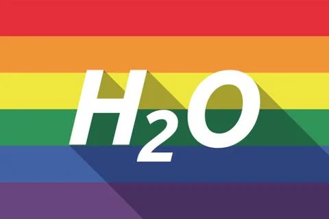 Vector long shadow Gay Pride flag with    the text H2O Illustrazione stock