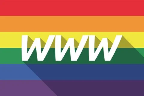 Vector long shadow Gay Pride flag with    the text WWW Illustrazione stock