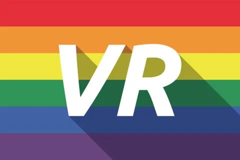 Vector long shadow Gay Pride flag with    the virtual reality acronym VR Stock Illustration
