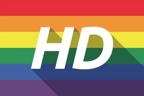 Vector long shadow Gay Pride flag with    the text HD Illustrazione stock
